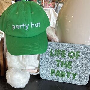 NWT Kate Spade X Target Green Party Hat and beaded Life of the Party bag